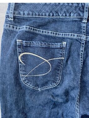 Chico's Dark Blue Relaxed Men's Jeans with Cream Pocket Embroidery